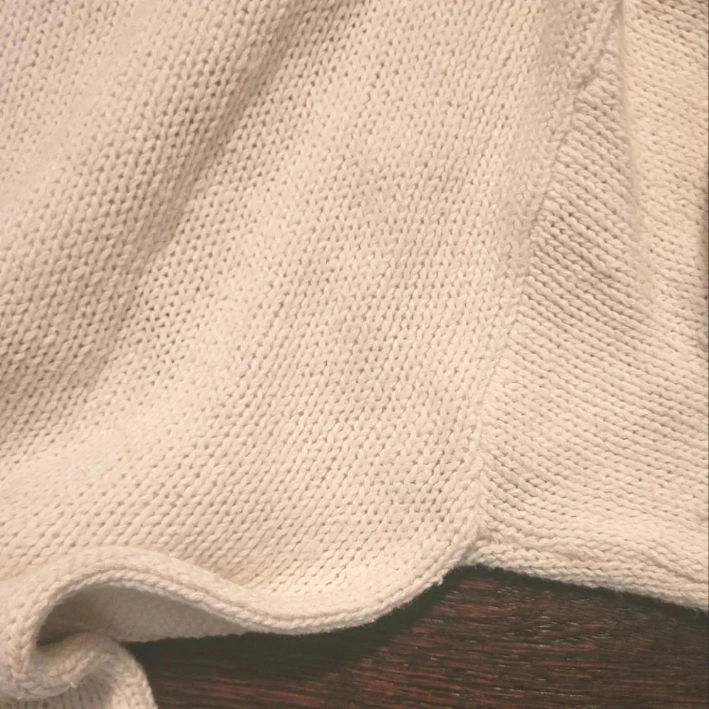 Vintage cream crochet lace pearls floral whimsy coquette cottagecore sweater M - Picture 11 of 14